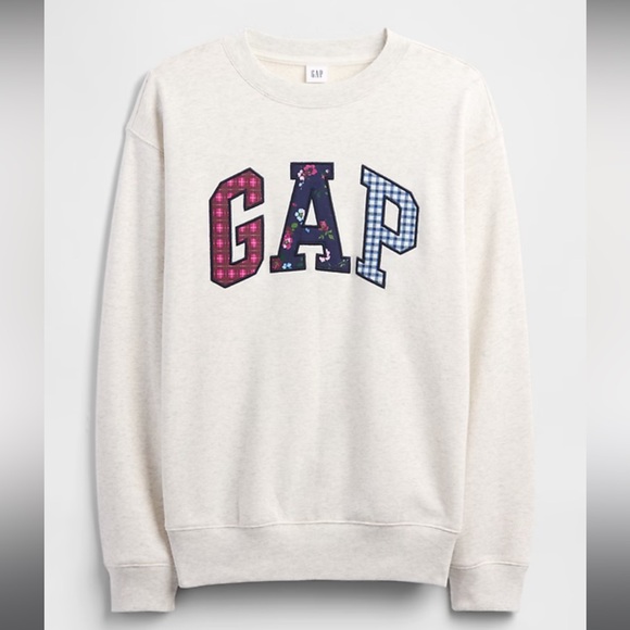 NWT GAP LOGO WOMENS Pale Heather Gray Crewneck Sweatshirt, Size: Medium - Picture 2 of 3